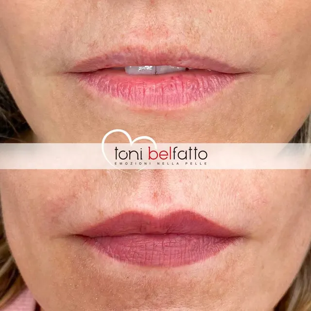 Trucco permanente delle labbra, prima e dopo