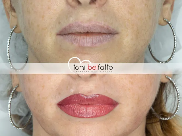 Trucco permanente delle labbra, prima e dopo