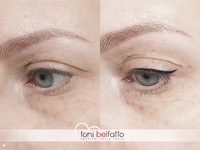 Eyeliner in trucco permanente, prima e dopo