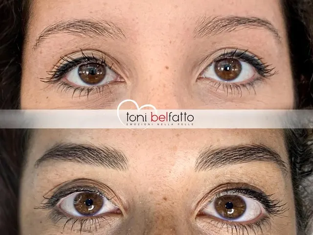 Sopracciglia in trucco permanente, prima e dopo