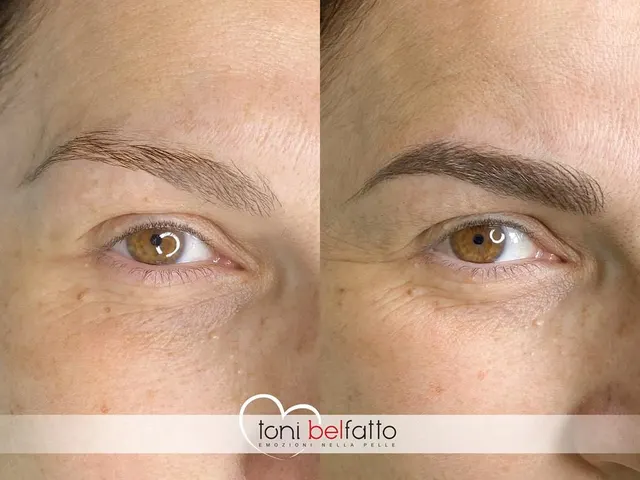 Sopracciglia in trucco permanente, prima e dopo