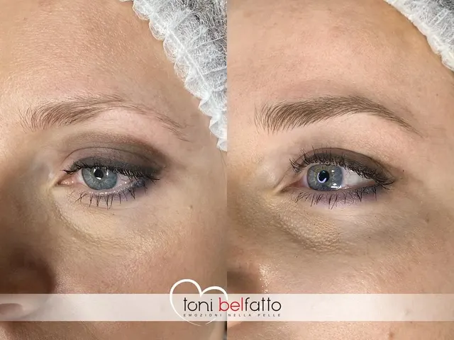 Sopracciglia in trucco permanente, prima e dopo