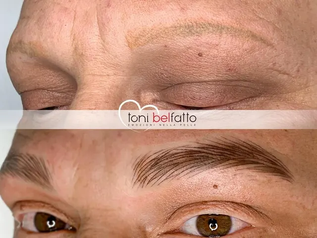 Sopracciglia in trucco permanente, prima e dopo