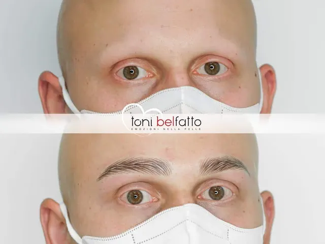 Sopracciglia in trucco permanente, prima e dopo