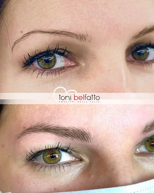 Sopracciglia in trucco permanente, prima e dopo