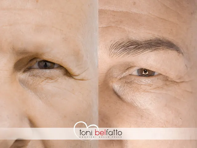 Sopracciglia in trucco permanente, prima e dopo