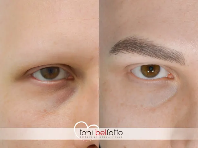 Sopracciglia in trucco permanente, prima e dopo