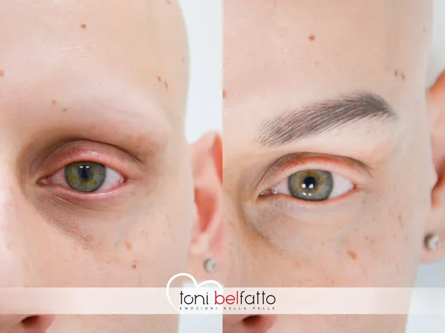 Sopracciglia in trucco permanente, prima e dopo