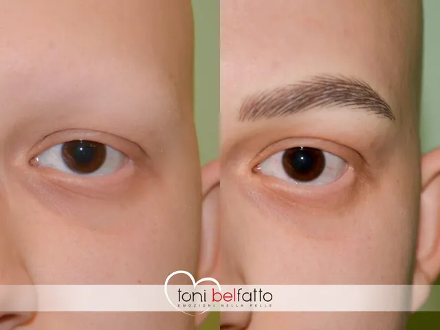 Sopracciglia in trucco permanente, prima e dopo
