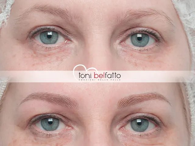 Sopracciglia in trucco permanente, prima e dopo