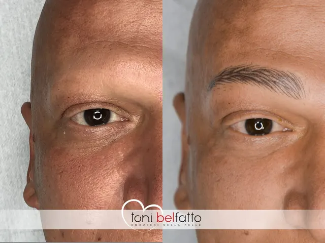 Sopracciglia in trucco permanente, prima e dopo