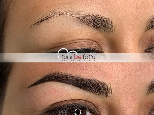 Sopracciglia in trucco permanente, prima e dopo