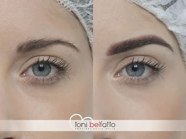 Sopracciglia in trucco permanente, prima e dopo