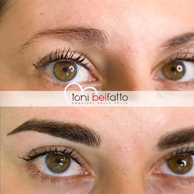 Sopracciglia in trucco permanente, prima e dopo