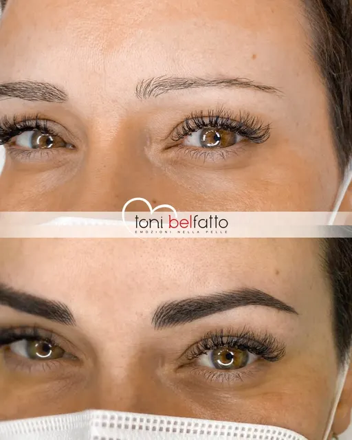 Sopracciglia in trucco permanente, prima e dopo