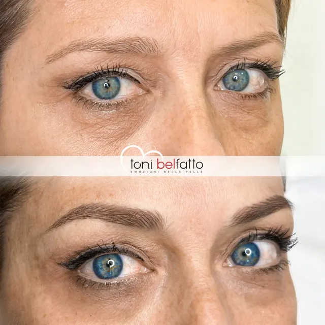 Sopracciglia in trucco permanente, prima e dopo