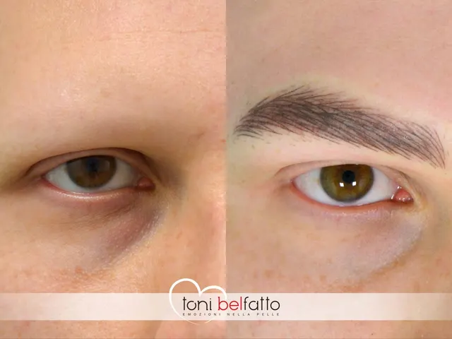 Sopracciglia in trucco permanente, prima e dopo
