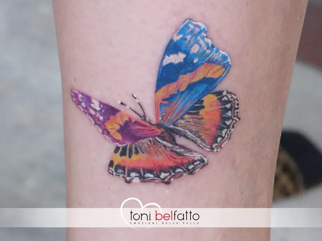 Tatuaggio realistico a colori di una farfalla