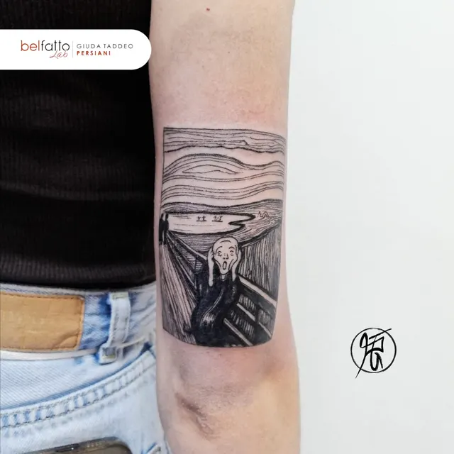 Tatuaggio dell'Urlo di Munch sul braccio