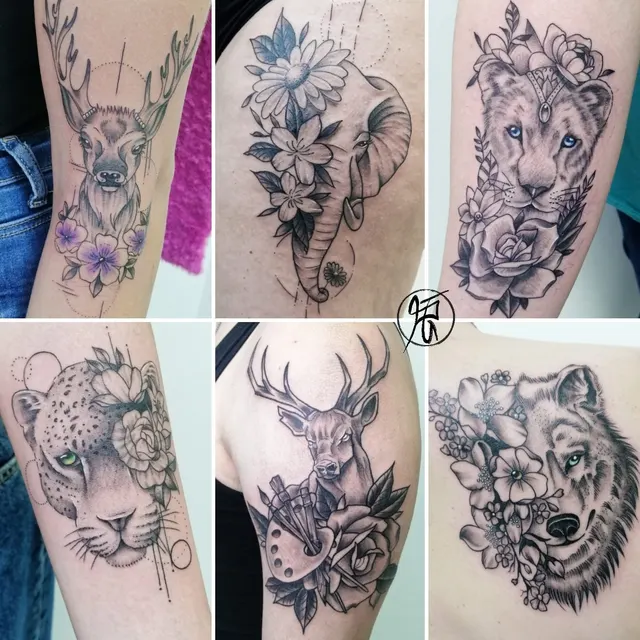 Tatuaggi realistici di animali e fiori