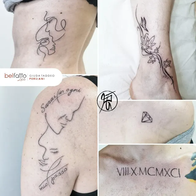 Tatuaggi fine line e lettering