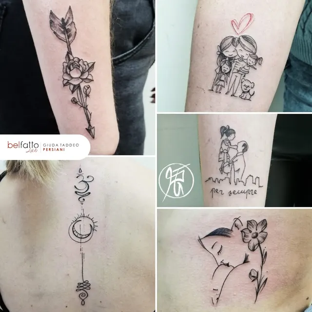 Tatuaggi fine line: fiori e piccoli disegni