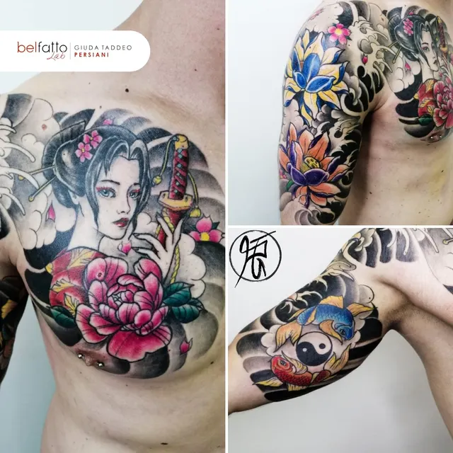 Tatuaggi a colori in stile giapponese